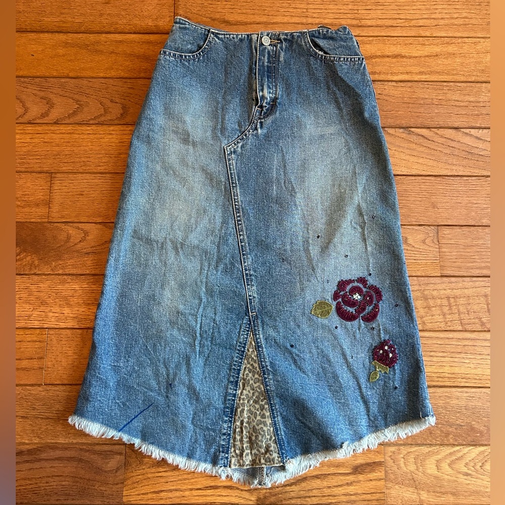 Whimsigoth Y2K denim midi skirt